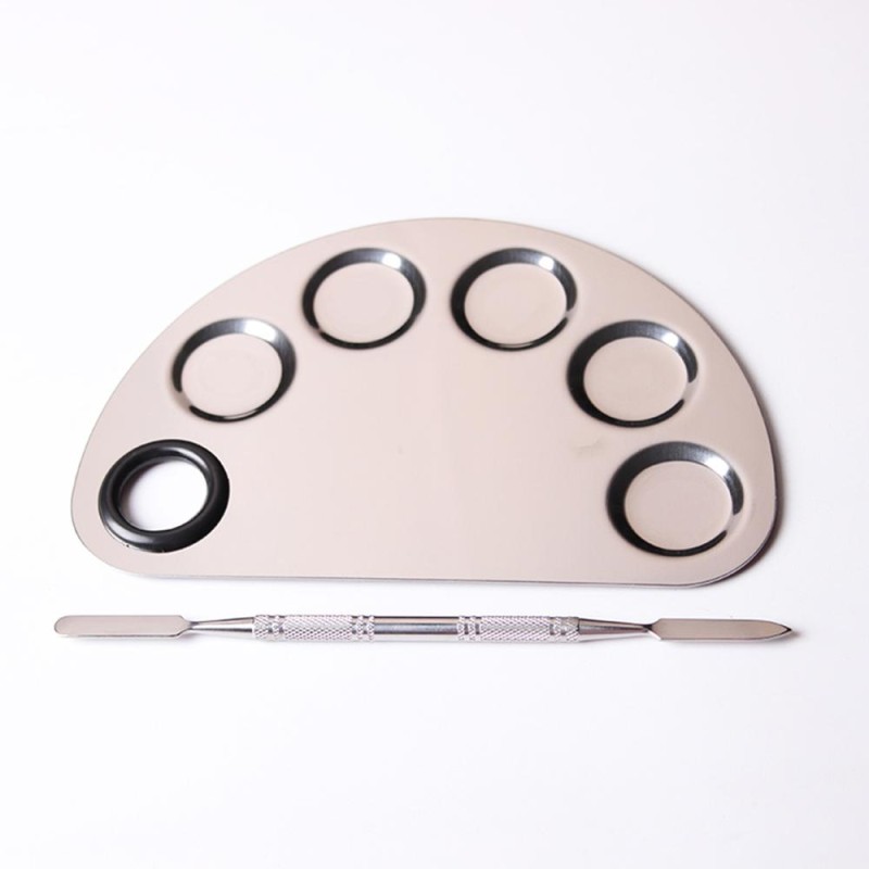 Makeup Palette Factory - Stainless Steel Mixing Palette and Spatula Tool for Cosmetics