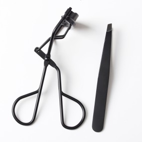 Eyelash Curler Manufacturer - Makeup Black Metal Curler with Tweezer for Beauty