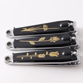 Nail Cutters Manufacturer - New Arrivals Flower Pattern Steel Black with Ear Pick
