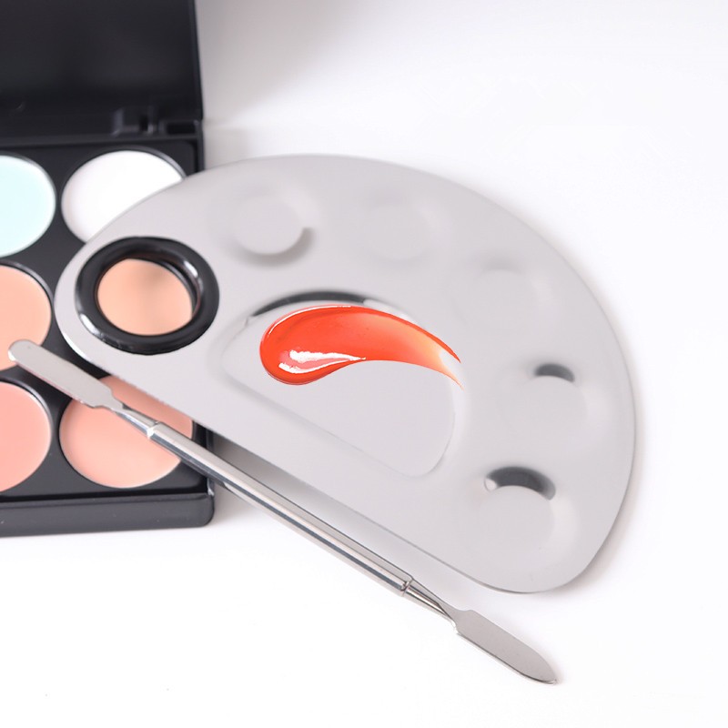 Makeup Palette Set Manufacturer - Low MOQ Stainless Steel Cosmetic Mixing Palette and Spatula Set