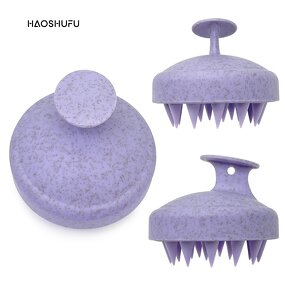 Wheat Straw Scalp Massage Brush - Custom Logo Purple Home Shampoo Tool
