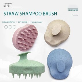 Wheat Straw Scalp Massage Brush - Professional Silicone Home Hair Growth Tool