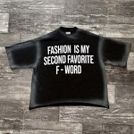 Men's Cropped T-Shirt - Vintage Black Acid Wash Graphic Print Cotton Tee
