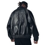 Men's Leather Jacket - Custom 90s Motorcycle Letterman Varsity PU Coat