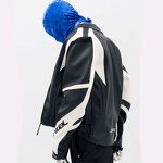 Men's Leather Jacket - Custom Blue Real Leather Quilted Motorcycle Coat