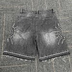 Men's Denim Jorts - Unisex 5 Pockets Rhinestone Y2K Streetwear Shorts