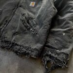 Unisex Zip Up Hoodie - Winter Acid Wash Oversize Distressed Black Sweatshirt