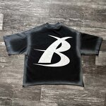 Men's Cropped T-Shirt - Vintage Black Acid Wash Graphic Print Cotton Tee