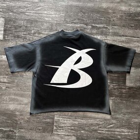 Men's Cropped T-Shirt - Vintage Black Acid Wash Graphic Print Cotton Tee