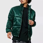 Men's Puffer Jacket - Custom Logo Oversized Satin Padded Outdoor Coat