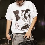 Men's Cropped T-Shirt - Custom Silk Screen Print Y2K White Cotton Tee