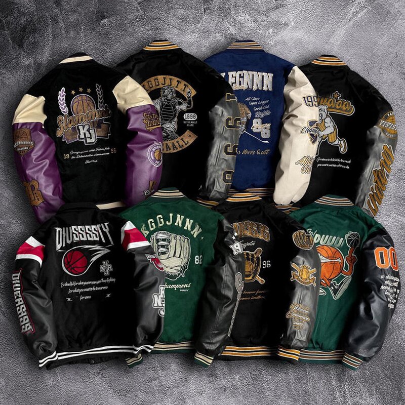 Men's Varsity Jacket - Wholesale Winter Blank Leather Sleeve Streetwear Coat