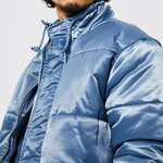 Men's Puffer Jacket - Custom Logo Oversized Satin Padded Outdoor Coat
