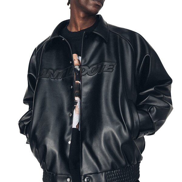 Men's Leather Jacket - Custom 90s Motorcycle Letterman Varsity PU Coat