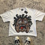 Men's Oversized T-Shirt - Hot Graphic Print Distressed French Terry Tee