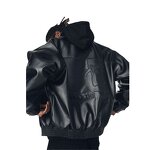 Men's Leather Jacket - Custom 90s Motorcycle Letterman Varsity PU Coat
