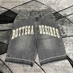 Men's Denim Shorts - Custom Washed Wax Patchwork Crystal Streetwear Jorts