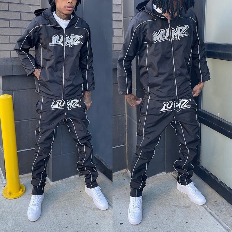 Men's Windbreaker Tracksuit - Luxury Reflective Nylon Casual Streetwear