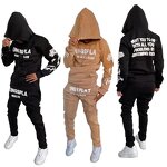 Men's Jogging Suit - Custom Puff Printing Cotton Sweatpants Hoodie Set