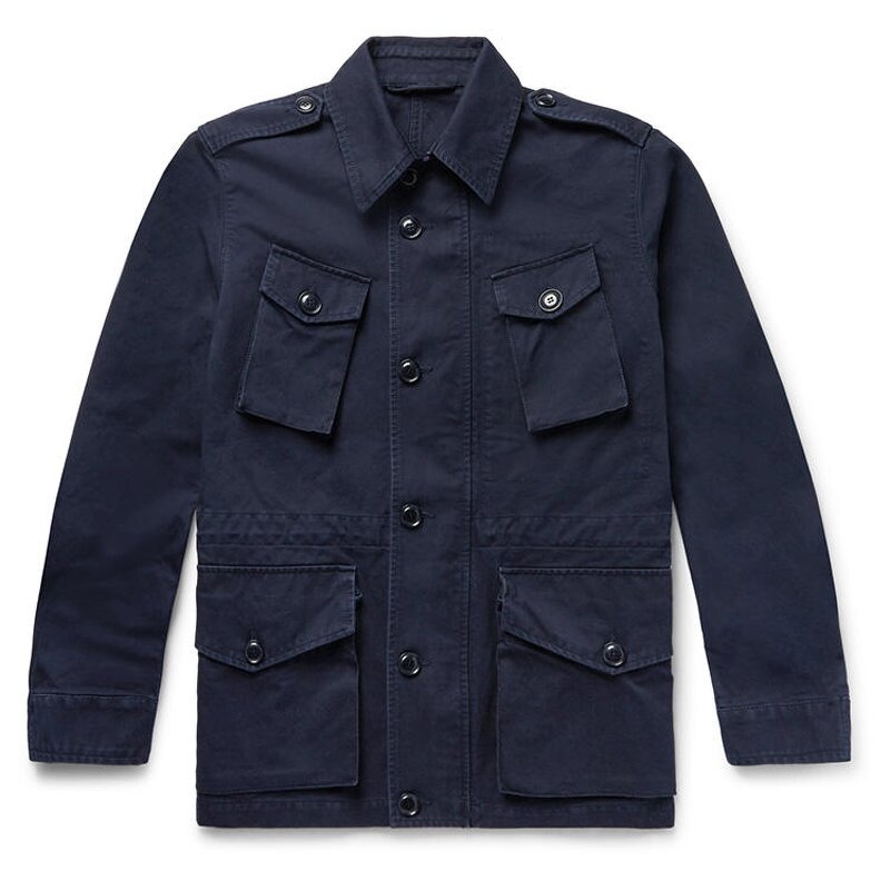 Men's Canvas Jacket - Vintage Japanese Oil Field Winter Navy Work Coat