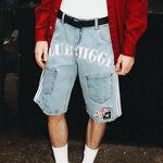 Men's Denim Jorts - Vintage High-Waist Custom Painted Wash Y2K Shorts