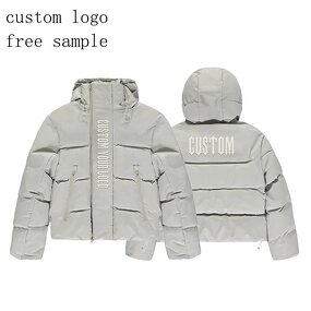 Men's Puffer Jacket - Custom Logo Hooded Thick Short Winter Down Coat