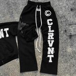 Men's Tracksuit Set - Custom Letter Print Rhinestone Loose Sweat Suit
