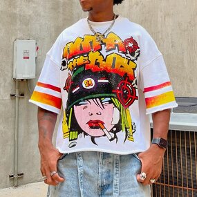 Men's Cropped T-Shirt - Custom Dtg Print Boxy Round Neck Cotton Tee