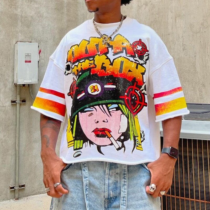 Men's Cropped T-Shirt - Custom Dtg Print Boxy Round Neck Cotton Tee