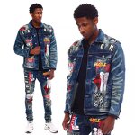 Men's Denim Jacket - Wholesale Custom Letter Pattern Winter Cotton Coat