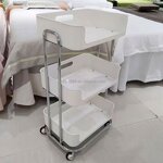 Beauty Salon Storage Rack - Multi-Functional Plastic Mobile Makeup Tool Trolley
