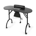 Foldable Manicure Table - Portable Salon Furniture Mobile Metal Nail Desk