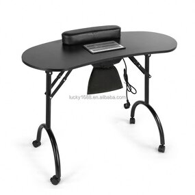 Foldable Manicure Table - Portable Salon Furniture Mobile Metal Nail Desk