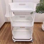 Beauty Salon Storage Rack - Multi-Functional Plastic Mobile Makeup Tool Trolley