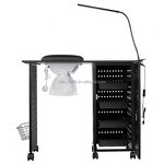 Rolling Manicure Table - Wholesale Black Nail Desk Workstation Vacuum Cleaner