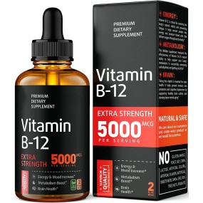 Vitamin B12 Liquid Factory - Vitamin B12 Sublingual Vegan 2 Fl Oz Methylcobalamin 5000 Mcg Cherry Flavor