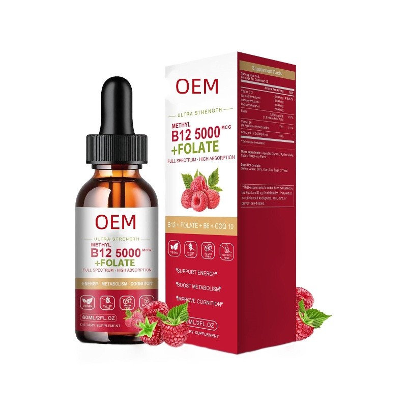 Vitamin B12 Drops Manufacturer - OEM Own Brand Organic Vitamin B12 and Folic Acid Extracts Energy Boosting