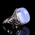 Crystal Ring Manufacturer - 925 Sterling Silver Natural Blue Chalcedony