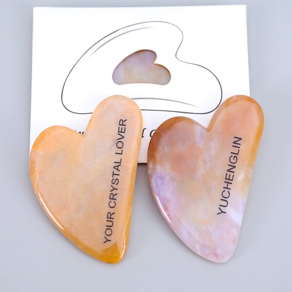 Gua Sha Board Manufacturer - Custom Logo Natural Crystal Heart Shaped
