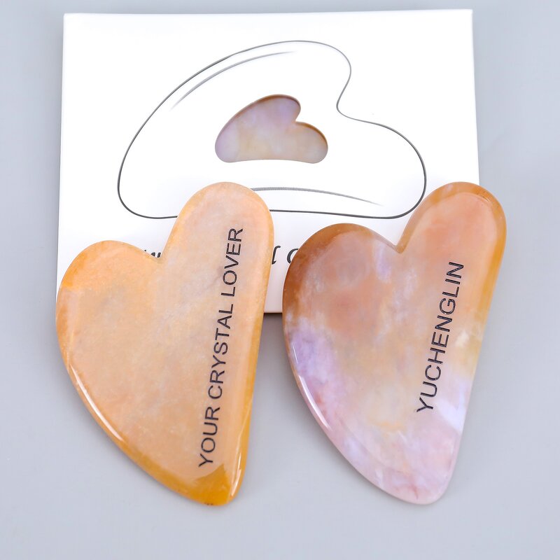 Gua Sha Board Manufacturer - Custom Logo Natural Crystal Heart Shaped