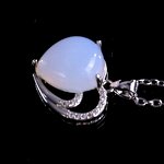 Pendant Necklace Manufacturer - Natural Blue Chalcedony Love Heart Silver