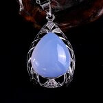 Crystal Pendant Manufacturer - Natural Blue Chalcedony Silver Plated Waterdrop