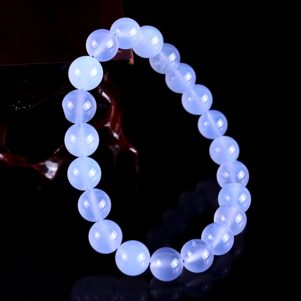 Crystal Bracelet Manufacturer - Turkish Blue Chalcedony Engraved Beads Classic