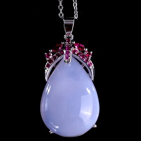 Pendant Necklace Manufacturer - Custom Sliver 925 with Natural Blue Chalcedony