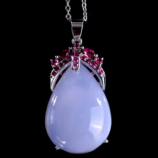 Pendant Necklace Manufacturer - Custom Sliver 925 with Natural Blue Chalcedony