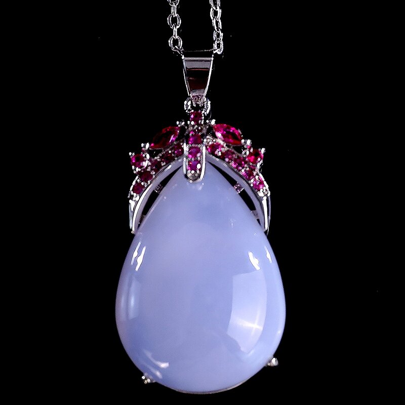 Pendant Necklace Manufacturer - Custom Sliver 925 with Natural Blue Chalcedony