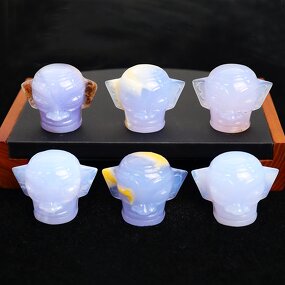 Sanxingdui Mask Carving Manufacturer - Blue Chalcedony Natural Hand Carved