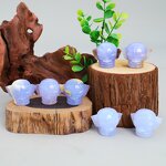 Sanxingdui Mask Carving Manufacturer - Blue Chalcedony Natural Hand Carved