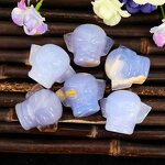 Sanxingdui Mask Carving Manufacturer - Blue Chalcedony Natural Hand Carved