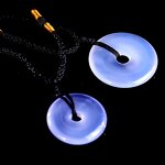 Crystal Pendant Manufacturer - 30mm Blue Chalcedony Donut Lucky Coin Charm